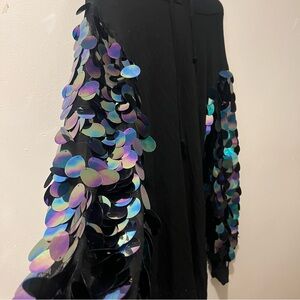 Black Backless Sequin-Sleeve Dress
